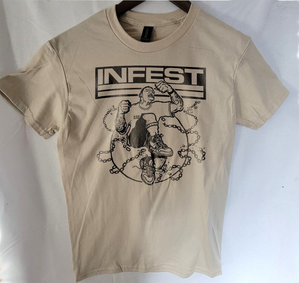 Infest band t shirt Size Small Cream